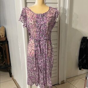 Talbots Lavender Floral Chiffon Midi Dress